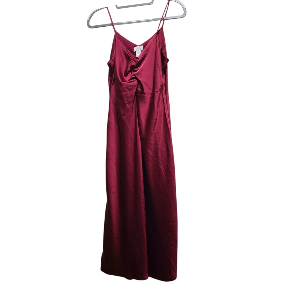 Nicole Miller NY slip dress size Small Midi silky maroon